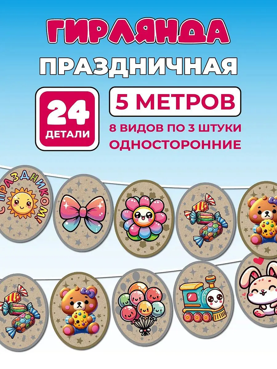 Растяжка на День Рождения Гирлянда настенная праздничная