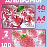 Альбом для рисования для девочки а4 на спирали, 40 л 2 шт
