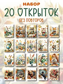 Мини открытки набор без надписей детские осенние 1 сентября